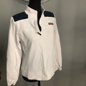 Vineyard Vines white/navy quarter zip pullover 🐳